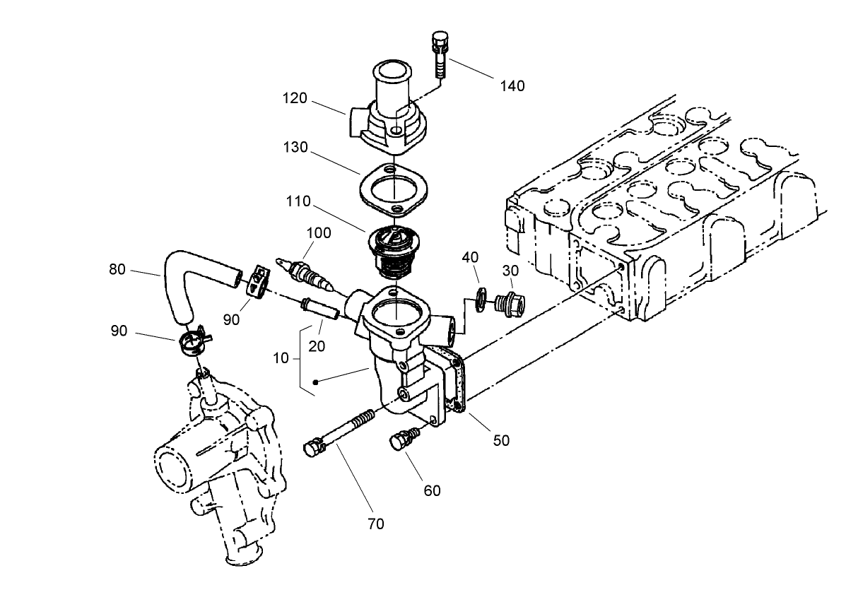 Water Flange and Thermostat Assembly
