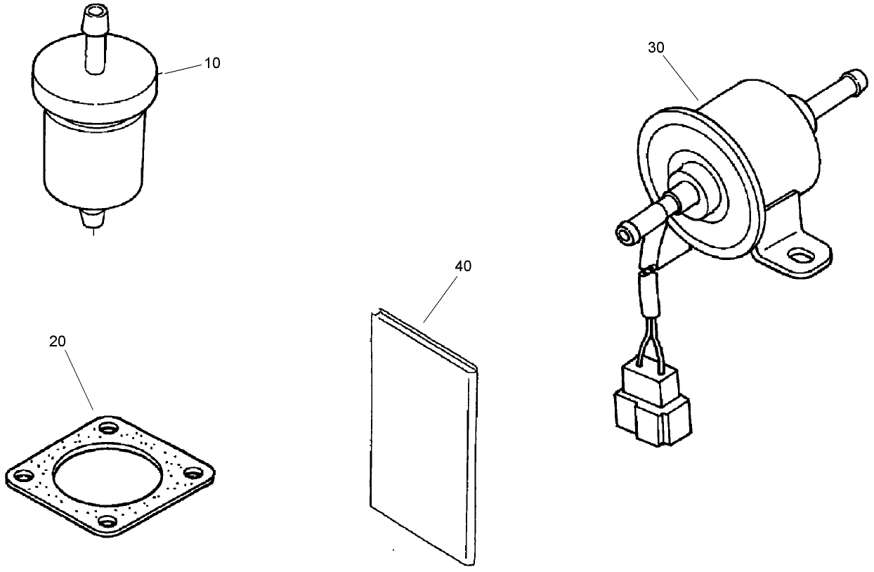 Fuel Filter, Fuel Pump, Muffler Gasket and Engine Operator Manual