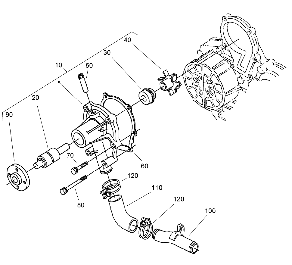 Water Pump and Pipe Assembly