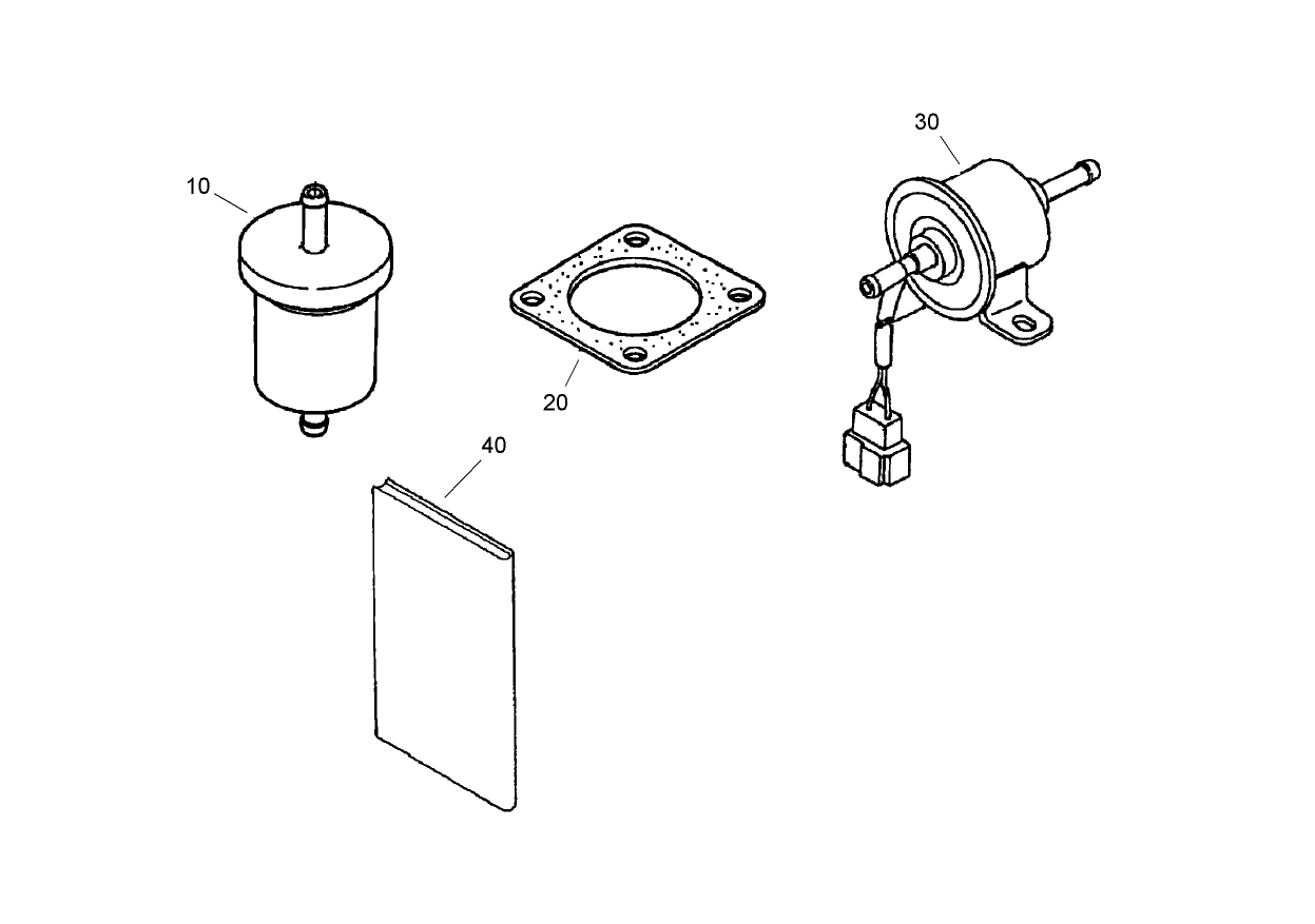 Fuel Pump, Fuel Filter, Muffler Gasket  and Operator Manual
