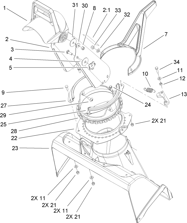 Chute and Rotor Housing Assembly
