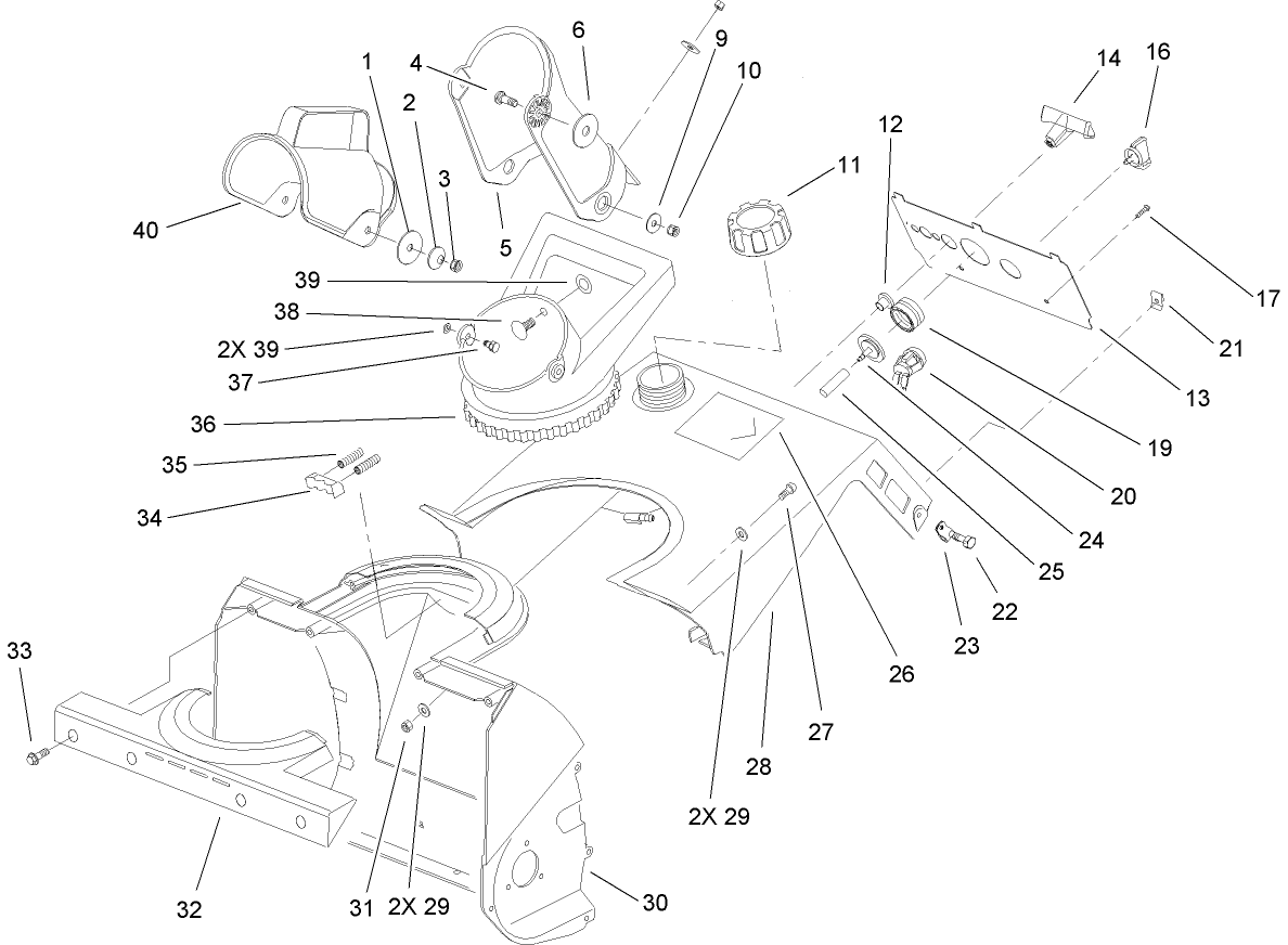 Chute and Upper Shroud Assembly