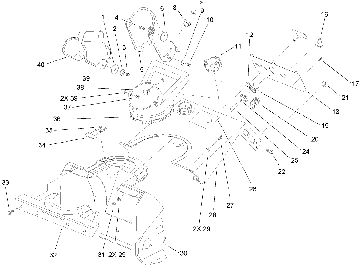 Chute and Upper Shroud Assembly