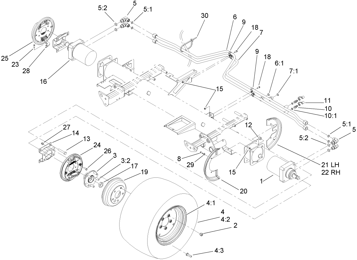 Front Wheel, Brake and Hydraulic Motor Assembly
