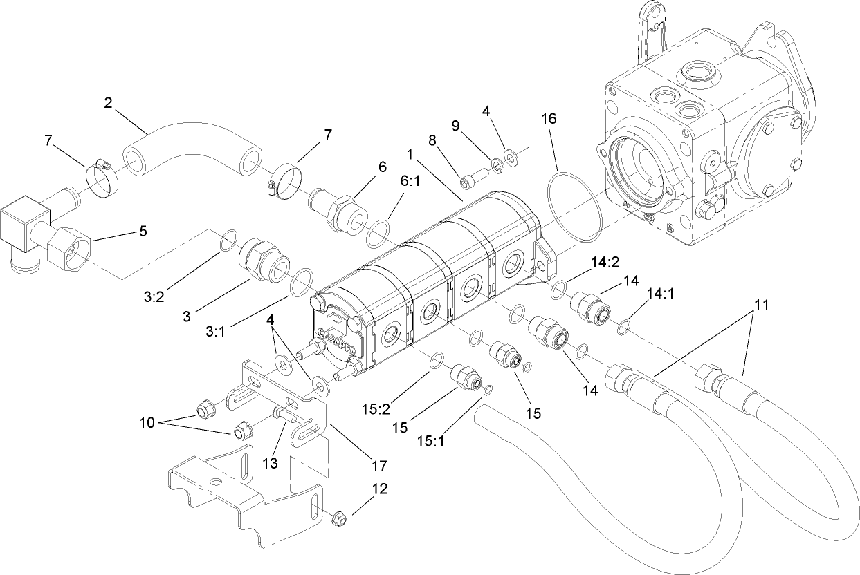 Gear Pump Hydraulic Plumbing Assembly