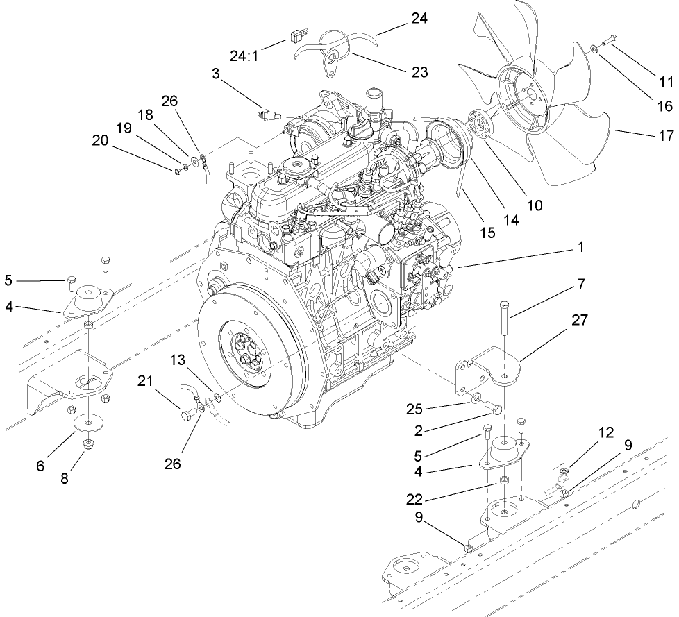 Engine Mounting and Electrical Assembly