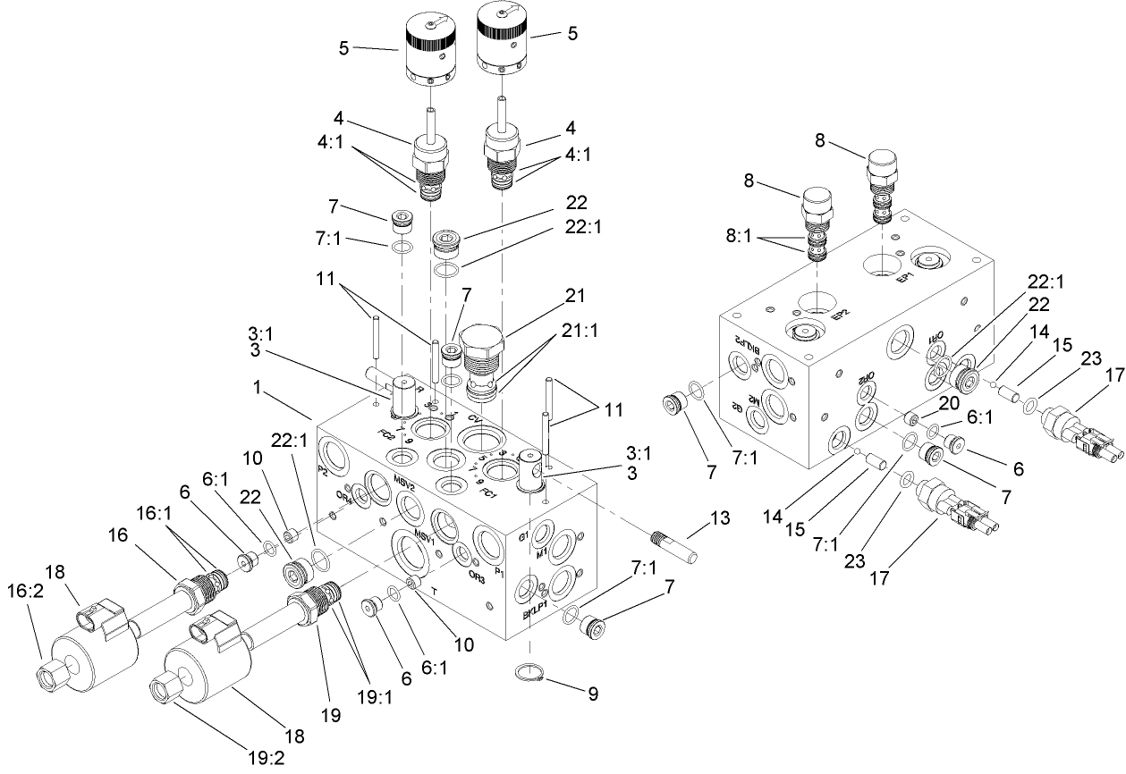 Hydraulic Manifold Block Assembly No. 110-8969