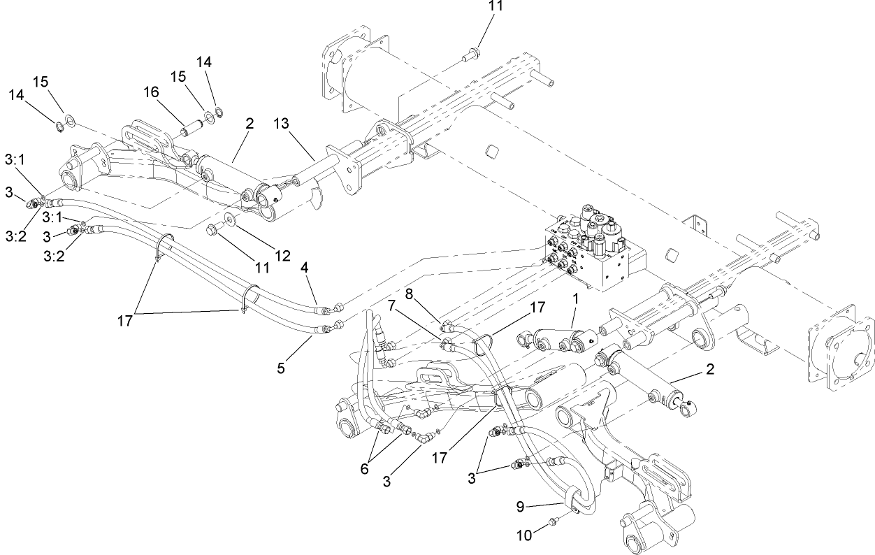 Front Lift Cylinder and Plumbing Assembly