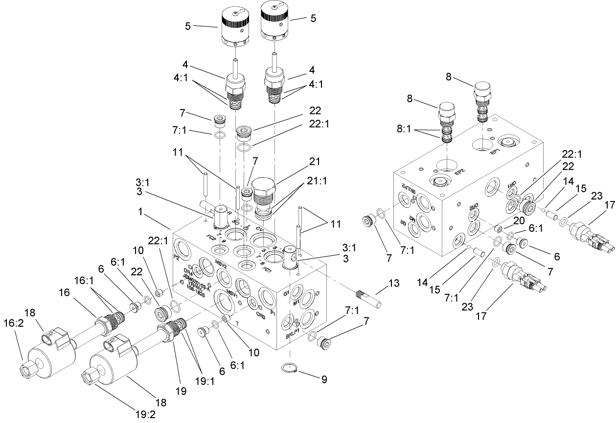 Hydraulic Manifold Block Assembly No. 108-1625