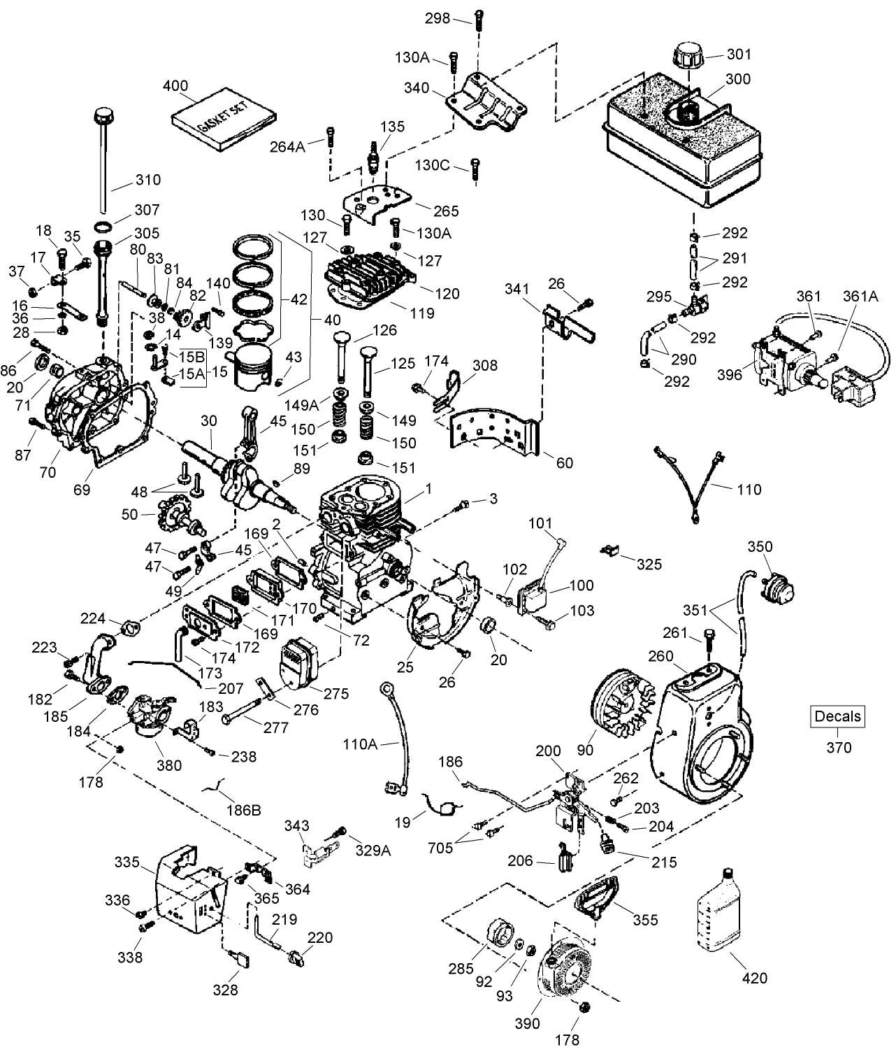 Engine Assembly No. 1  Tecumseh LH318SA-156562H