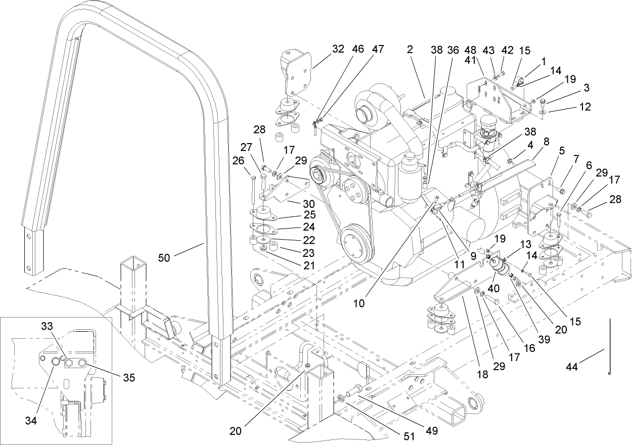 Engine Mounting and  Roll-Over Protection System Assembly