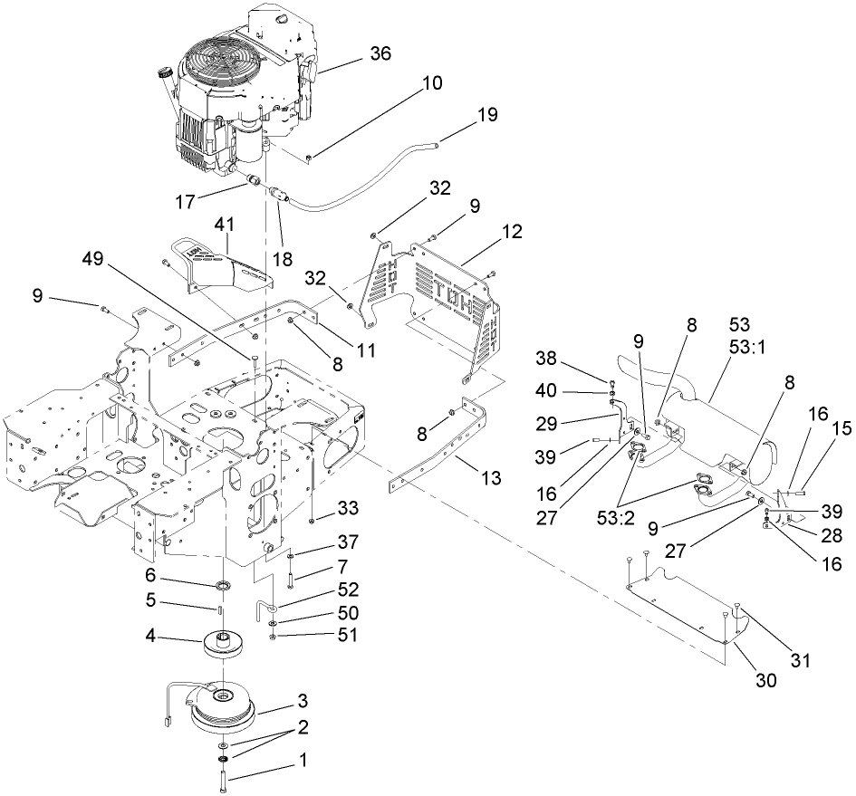 Engine, Clutch and Muffler Assembly