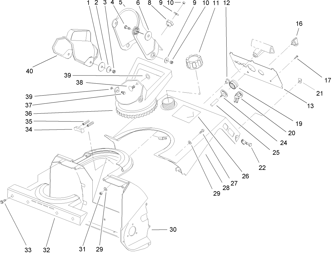 Housing, Upper Shroud and Chute Assembly