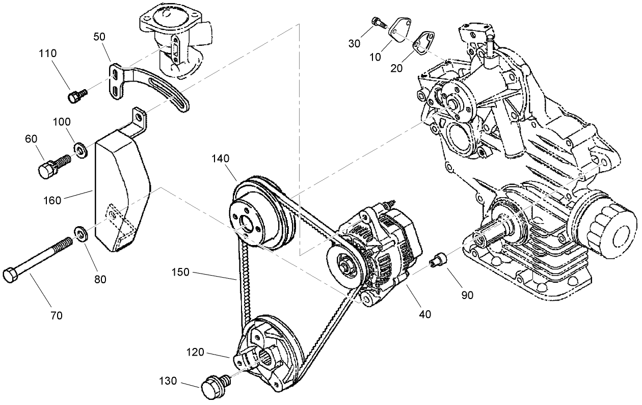 Fuel Cover, Alternator and Pulley Assembly