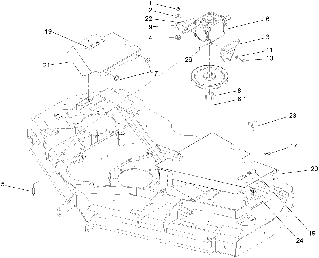 Belt Cover, Gearbox and Baffle Assembly