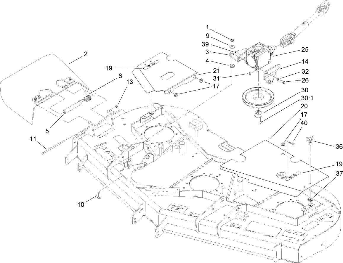 Belt Cover, Gearbox and Baffle Assembly