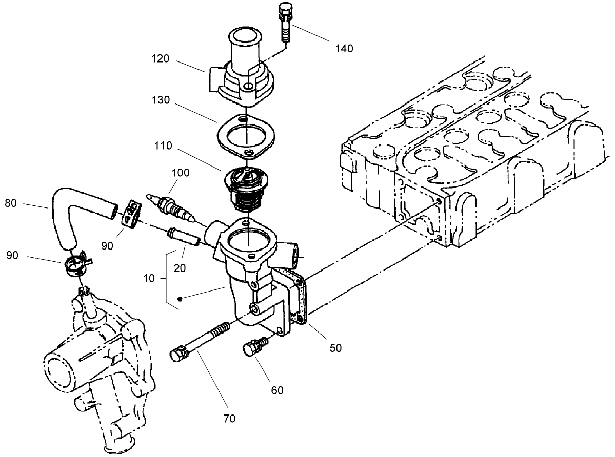 Water Flange and Thermostat Assembly