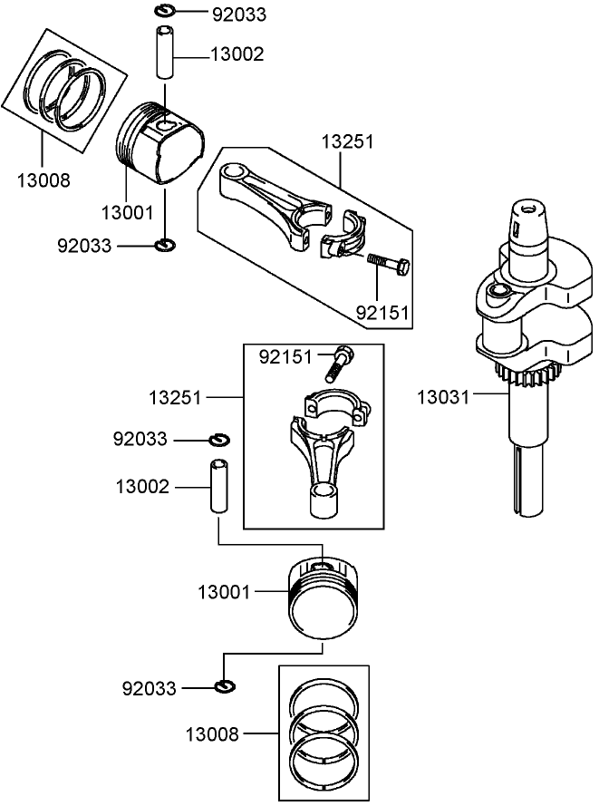 Piston and Crankshaft Assembly  Kawasaki FH541V-BS50-R