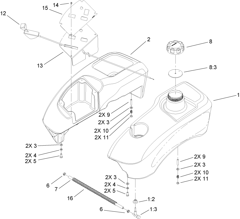 Fuel Tank and Control Pod Assembly