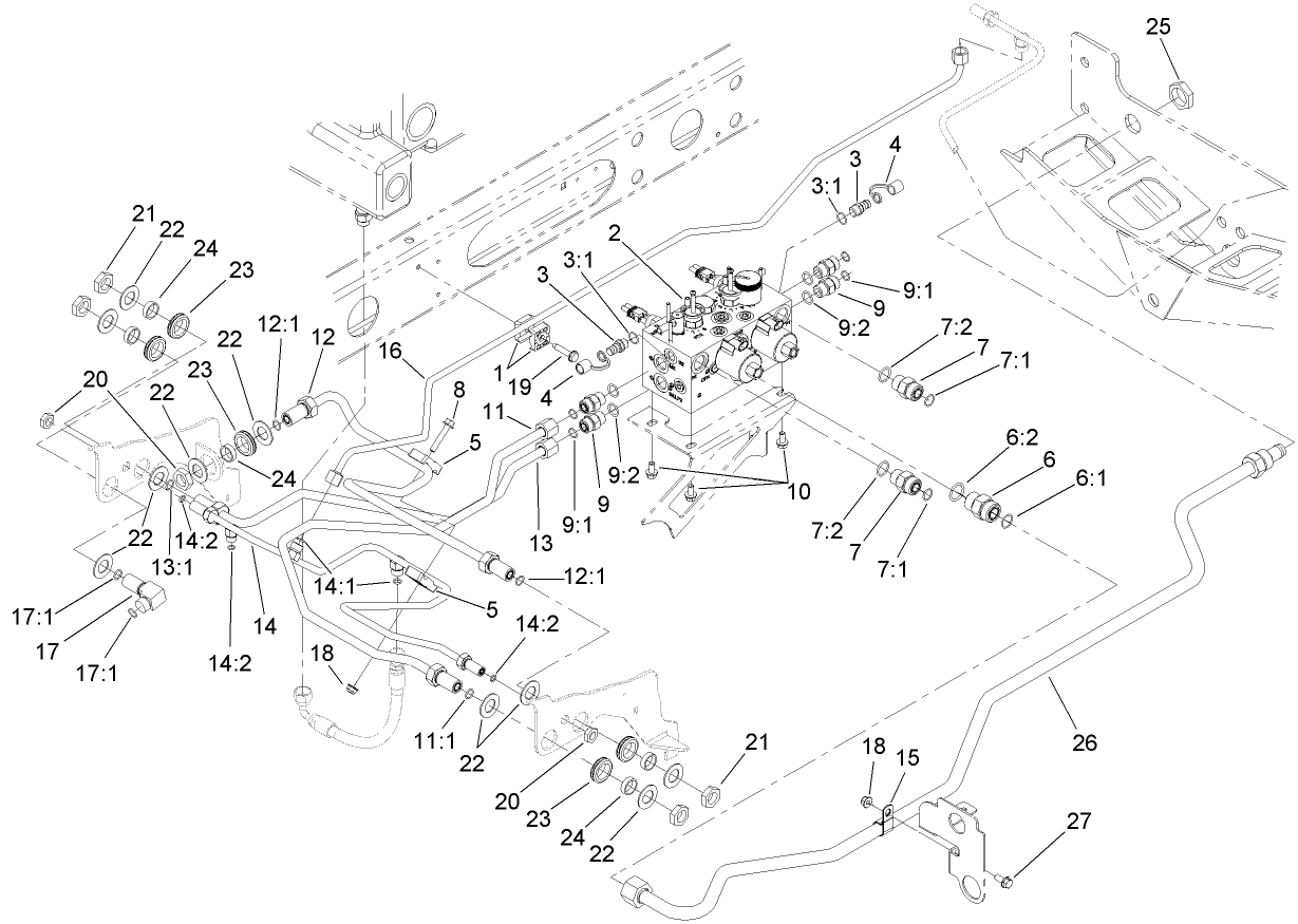 Reel Control Block Hydraulic Plumbing Assembly