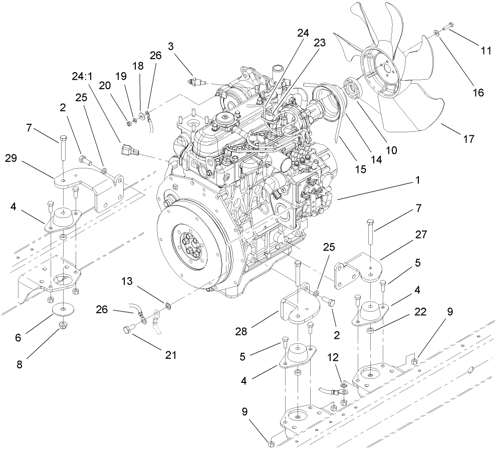 Engine Mounting and Electrical Assembly