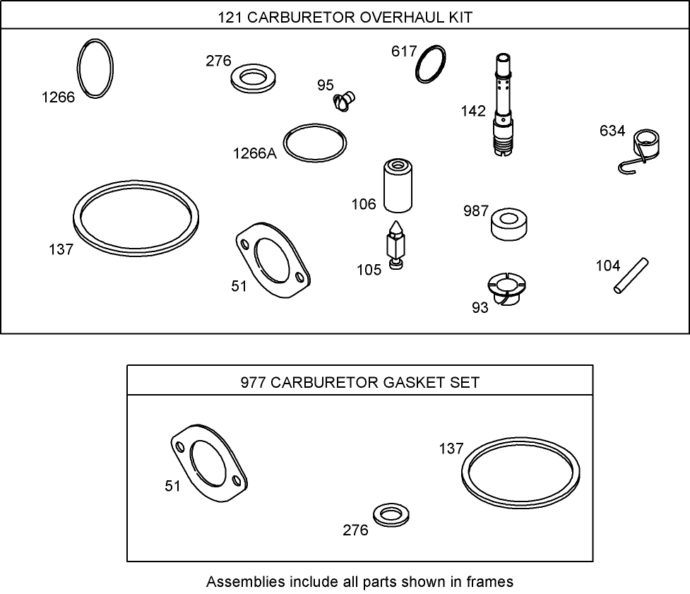 Carburetor Overhaul Kit (Keihin)  Briggs and Stratton 31A707-0116-E1