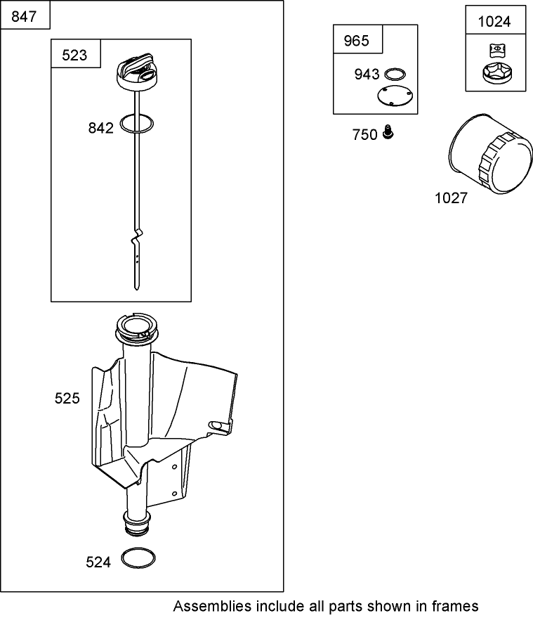 Oil Filter, Tube and Pump Assembly  Briggs and Stratton 31P777-0125-E1