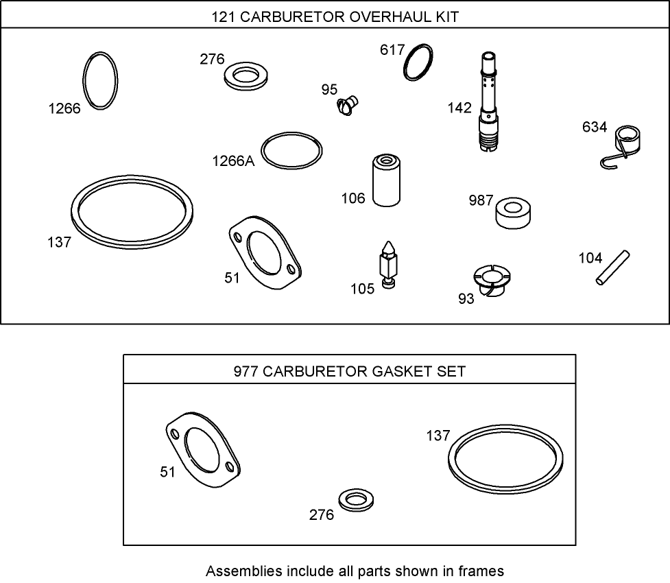 Carburetor Overhaul Kit (Keihin)  Briggs and Stratton 31P777-0125-E1