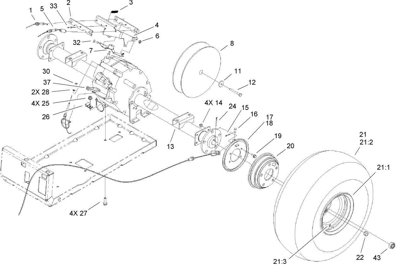 Rear Tire and Transaxle Assembly