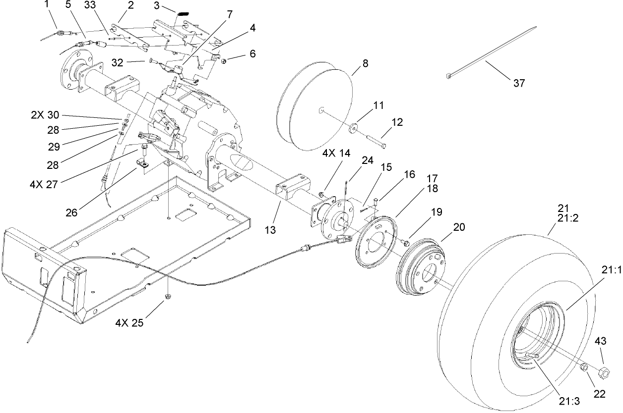 Rear Tire and Transaxle Assembly