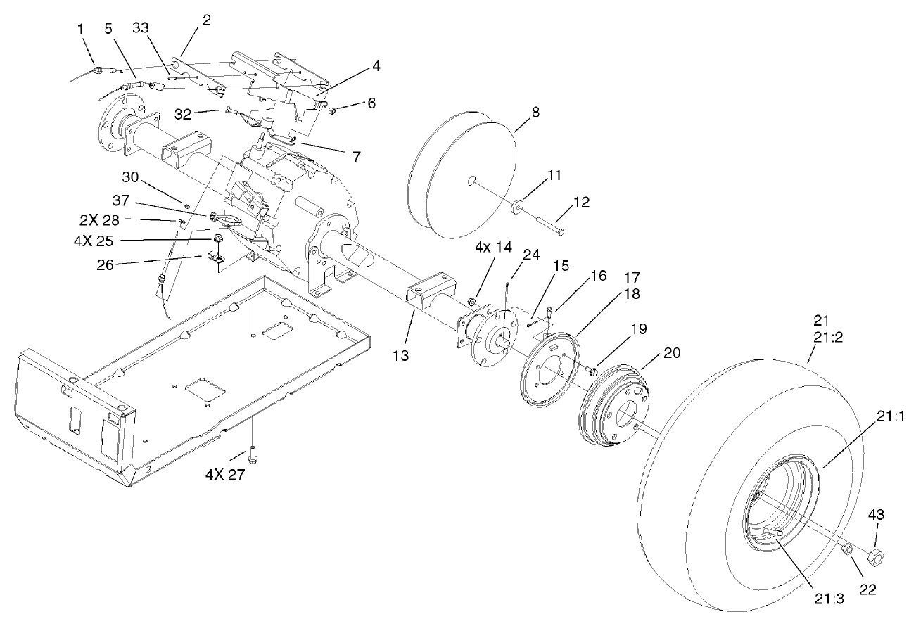 Rear Tire and Transaxle Assembly