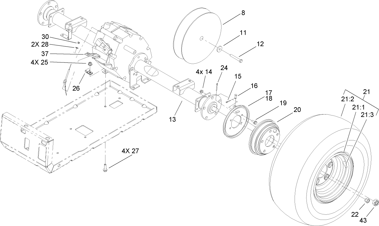 Rear Tire and Transaxle Assembly