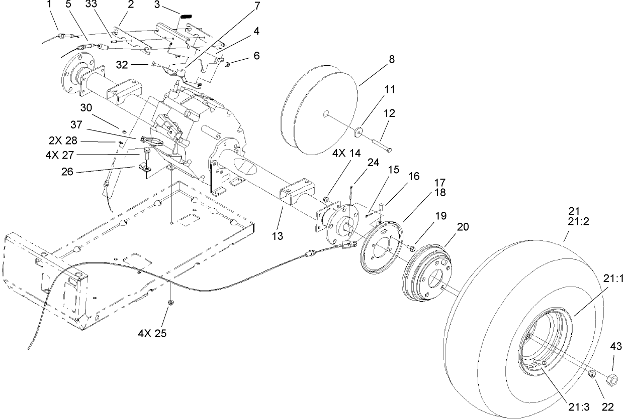 Rear Tire and Transaxle Assembly