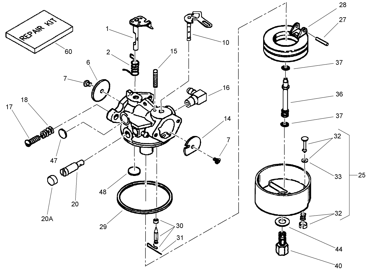 Carburetor Assembly No. 640084B  Tecumseh LH195SA - 67435V