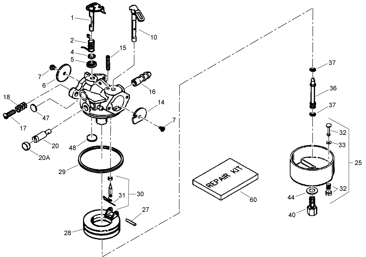 Carburetor Assembly No. 640058A Tecumseh OH195SA-72563G