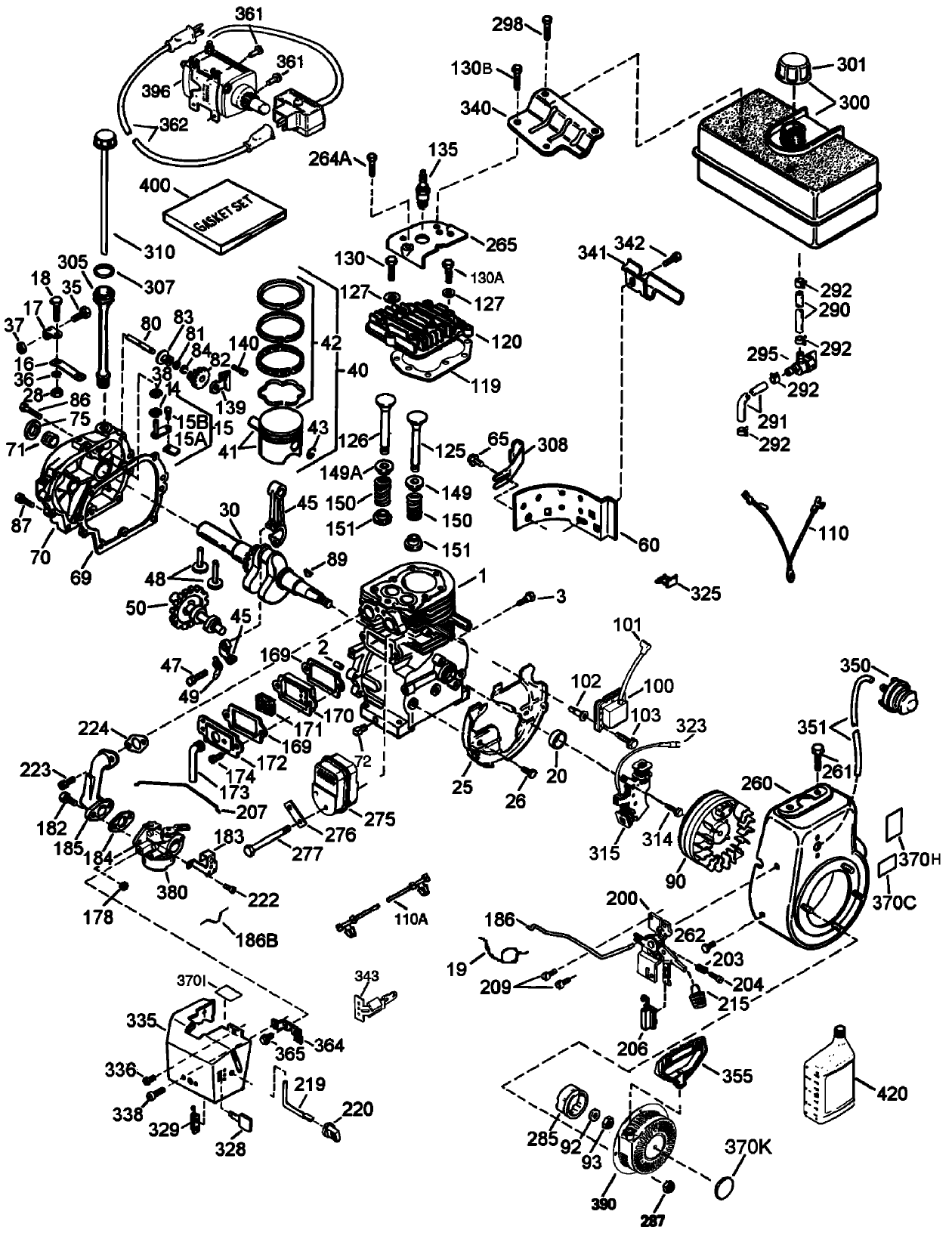 Engine Assembly No. 1  Tecumseh HMSK80-155672V (Model No. 38078 only)