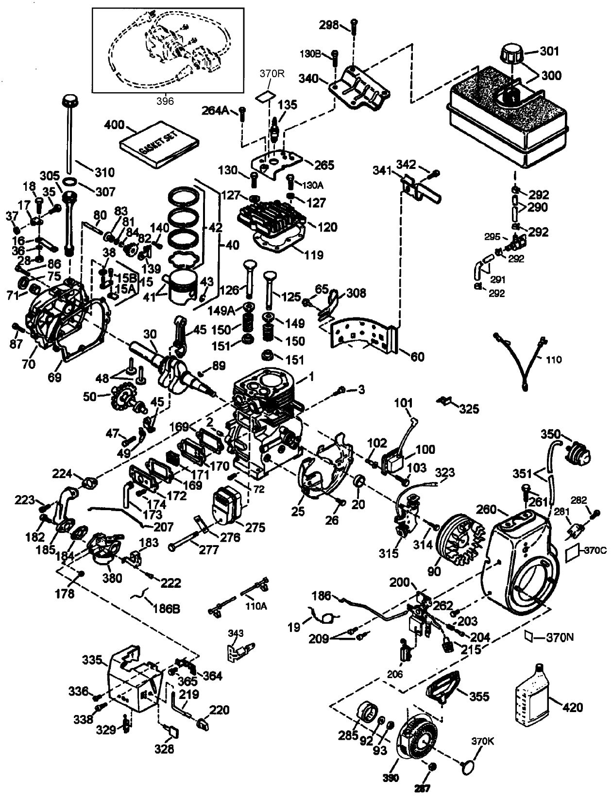Engine Assembly No. 1  Tecumseh HMSK80-155645V (Model No. 38053 only)