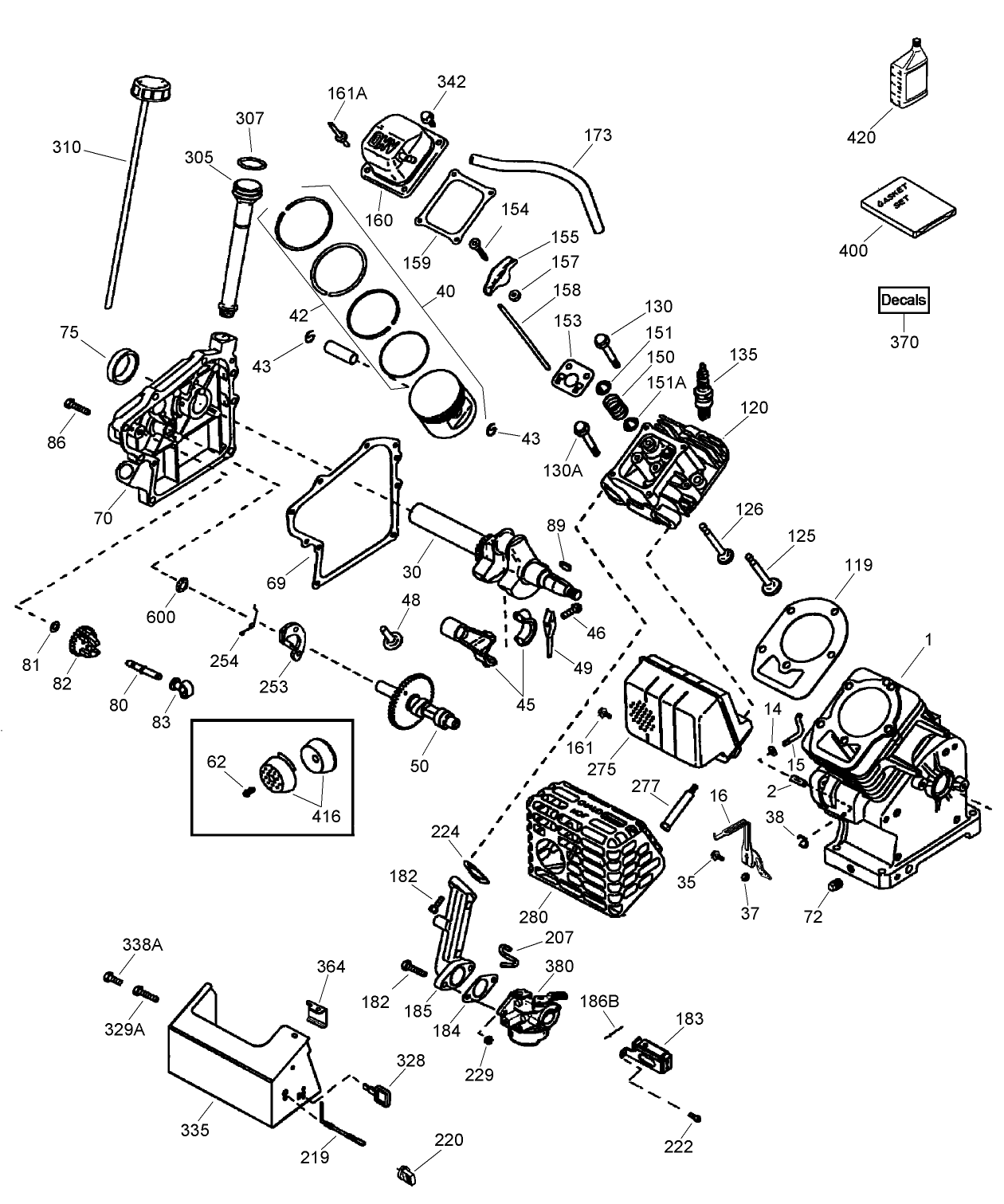 Engine Assembly No. 1 Tecumseh OH195SA-72563G