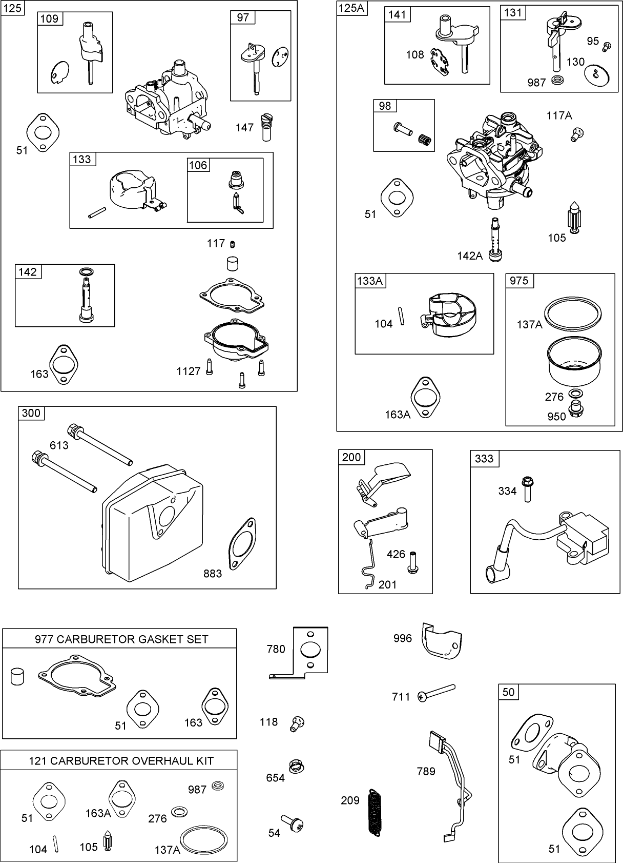 Muffler, Carburetor and Intake Manifold Assembly  Briggs and Stratton 084133-0196-E8