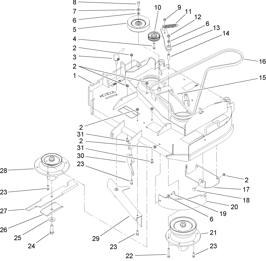 Deck Drive and Baffle Assembly