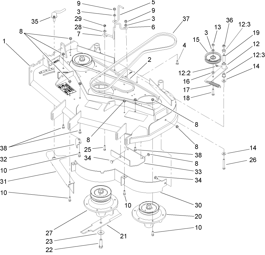 Deck Drive and Baffle Assembly