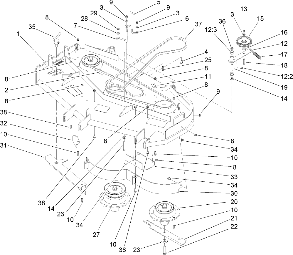 Deck Drive and Baffle Assembly