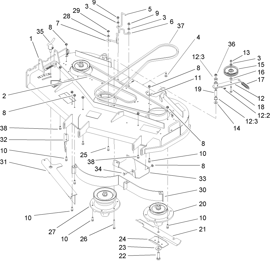 Deck Drive and Baffle Assembly