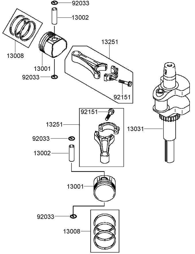 Piston and Crankshaft Assembly  Kawasaki FH541V-AS24