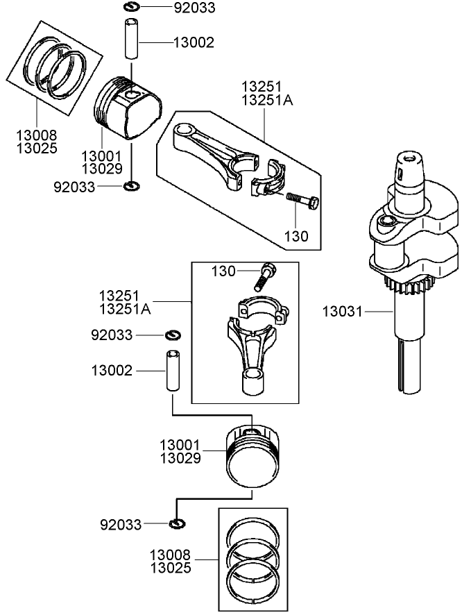 Piston and Crankshaft Assembly  Kawasaki FH430V-DS28