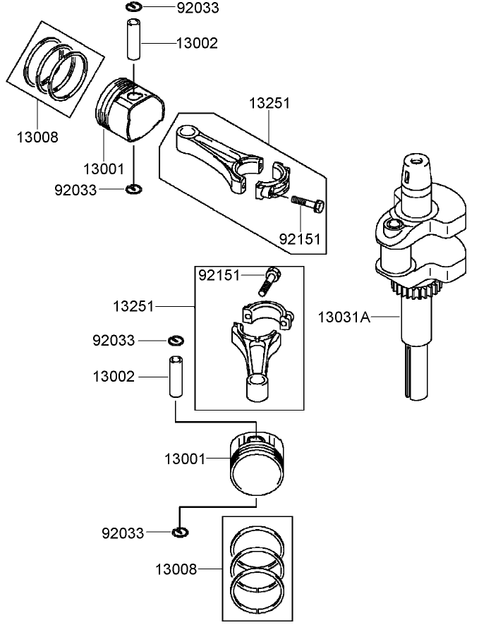 Piston and Crankshaft Assembly  Kawasaki FH541V-ES30