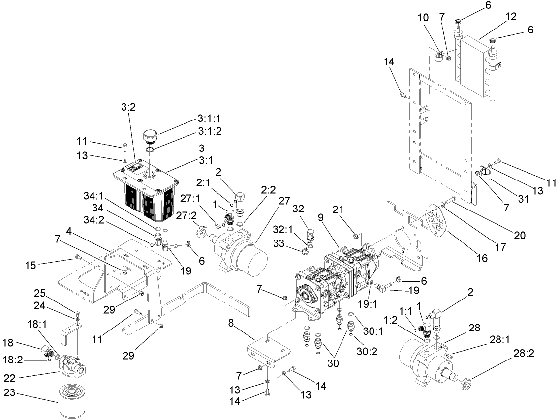 Hydraulic Tank, Pump and Motor Assembly