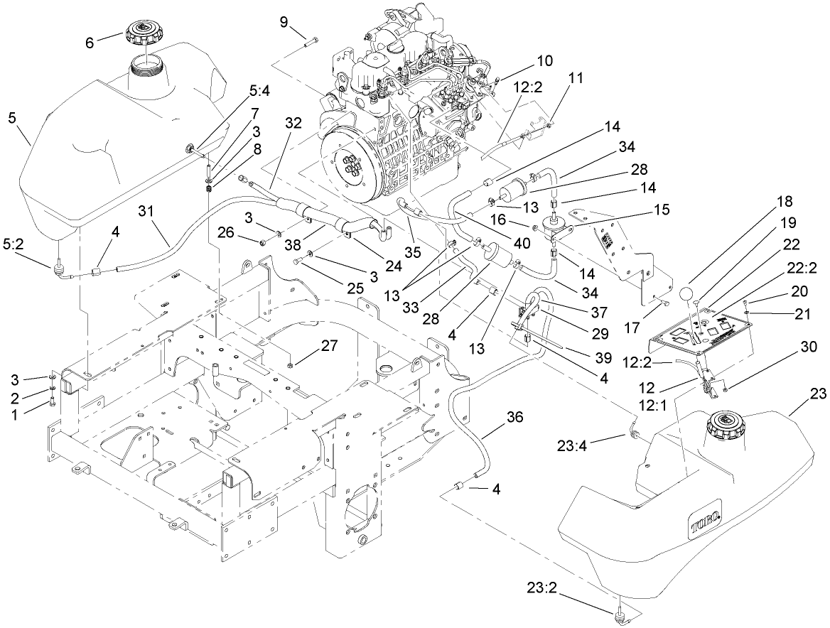 Throttle, Control Panel and Fuel Tank Assembly