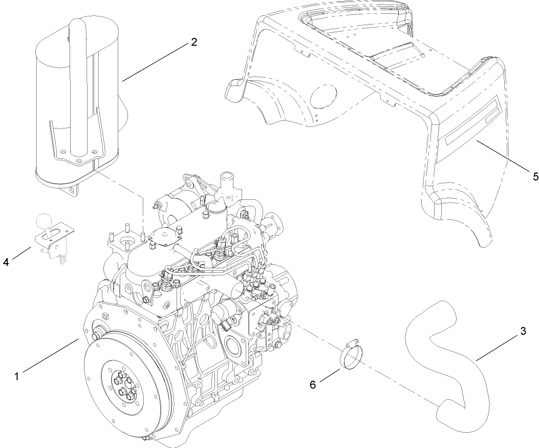Engine and Muffler Assembly