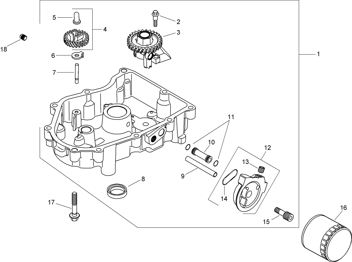 Oil Pan and Lubrication Assembly Kohler SV720-0029